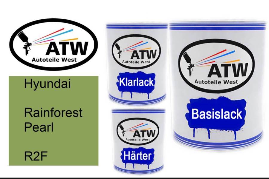 Hyundai, Rainforest Pearl, R2F: 1L Lackdose + 1L Klarlack + 500ml Härter - Set, von ATW Autoteile West.